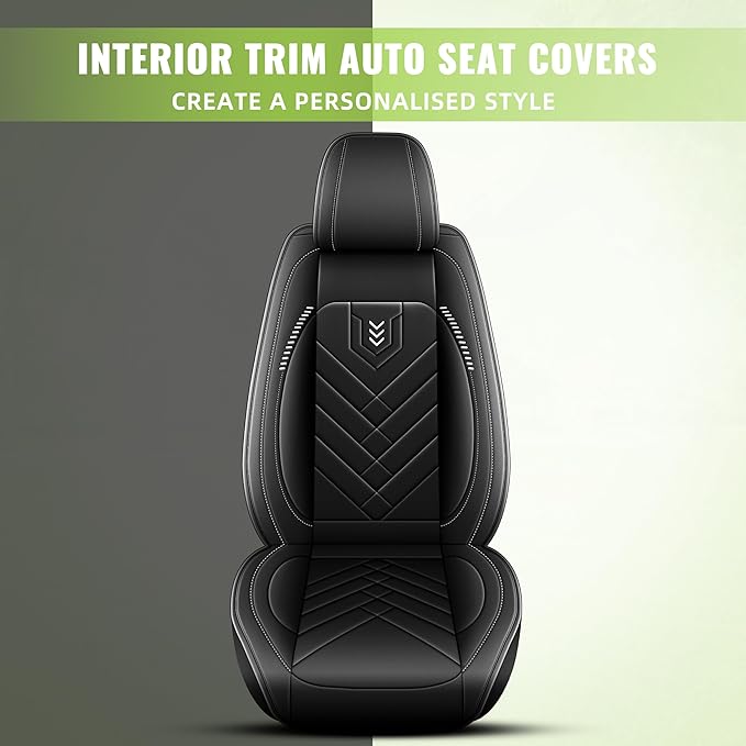 AOMSAZTO Front Seat Covers Fit for Nissan Murano 2011-2025 2026 Waterproof Faux Leather Car Seat Cover Compatible with Airbag(2PCS Front, Black)