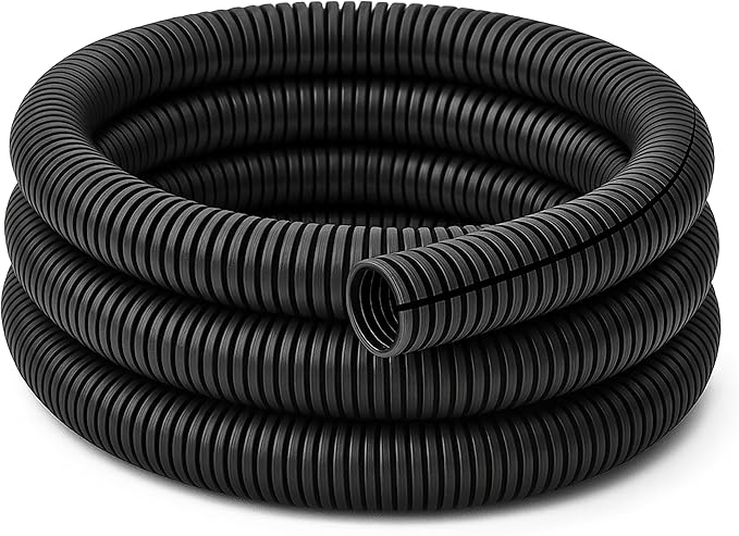 Electriduct Split Wire Loom Tubing Polyethylene Corrugated Flexible Conduit - 1/2" Nominal Size - 50 Feet - Black