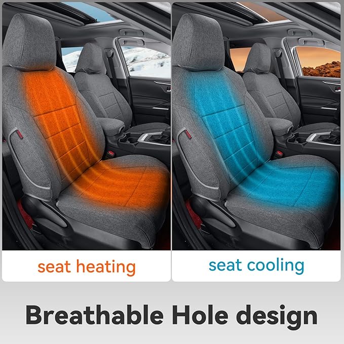 coverdream 2026 Rav4 Seat Covers Custom Fit for 2026 Toyota Rav4 Hybrid (LE,XLE Premium) SUV,Full Set Polyester Car Seat Protector Grey