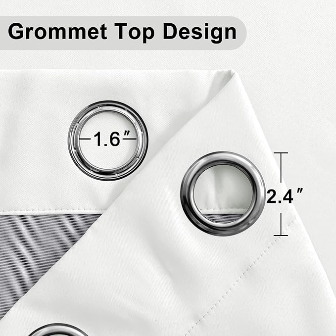 XWZO 100% Blackout Curtains with Tiebacks- 2 Thick Layers Completely Shaded Window Treatment Thermal Insulated Lined Drapes with Grommets for Small Window, Ivory, W42 x L45, Set of 2 Panels