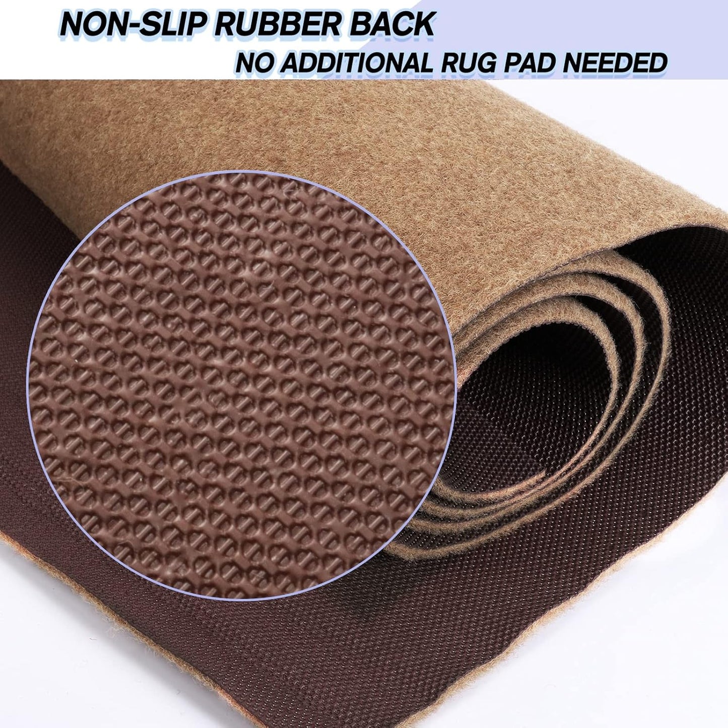 Custom Size Backed Non-Slip Area Rugs Runner, Easy Clean, Waterproof Runner Rugs for Hallway Entryway, Kitchen, Laundry, 2FT x 11FT, Beige