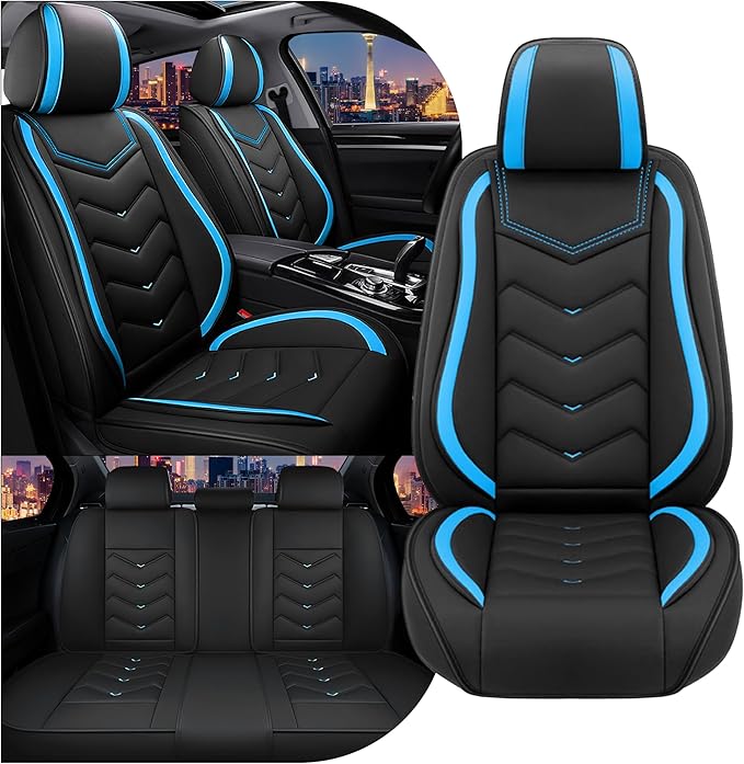CTDS Car Seat Covers for Nissan Altima 2001-2026, Stylish Sport Seat Cover, Premium Nappa Leather Car Seat Cover. Automobile Seat Covers Sets.(Standard 5 Seats/Black Blue)