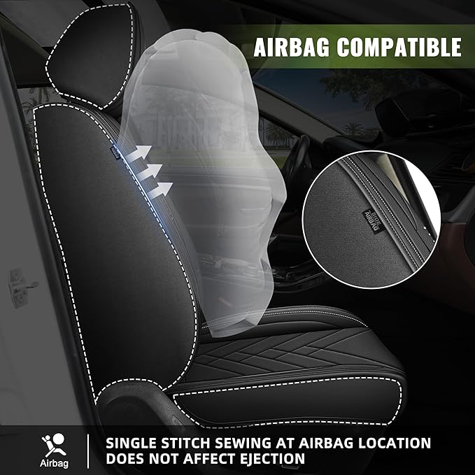 AOMSAZTO Car Seat Cover for Chevrolet Chevy Camaro 2000-2025 Front Set, Leather Car Seat Protector Waterproof, Non Slip Car Seat Cushion, Interior Seat Covers Automotive Accessories - Black