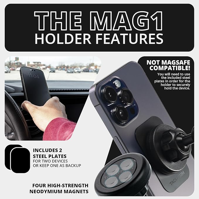 Tackform LINK Vent Phone Mount Compatible with 2015-2020 Ford F-150, 2017-2021 Super Duty, 2018-2021 Expedition | Aluminum | Universal Magnetic Holder | 2" Arm | Yellow Knob | (NOT MAGSAFE Compatible)