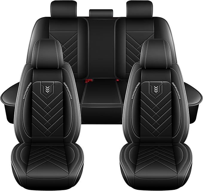 AOMSAZTO Car Seat Covers Full Set Fit for Nissan Murano 2011-2025 2026 Waterproof Faux Leather Car Seat Cushions Automotive 5 Seat Covers Set（Black）
