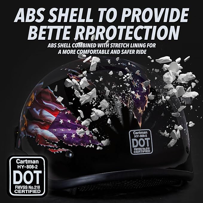 Cartman Cruiser Scooter Motorcycle Half Face Helmet, Patriotic Eagle USA Graphics, DOT Approved for Bike Scooter ATV UTV Chopper, Large