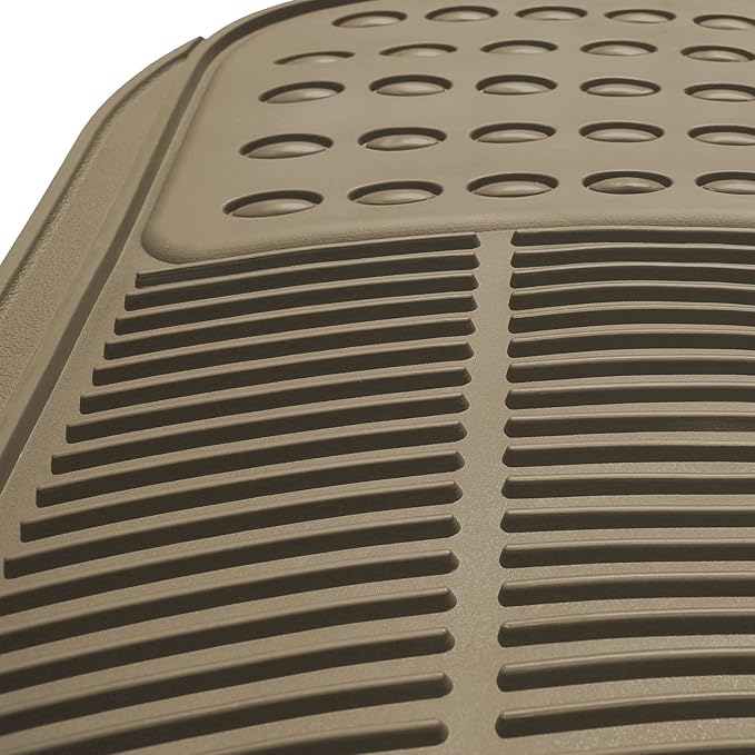 FH Group Climaproof™ Trimmable Non-Slip Vinyl Floor Mats Full Set - Universal Fit for Cars Trucks and SUVs (Beige) F11306 + F16400