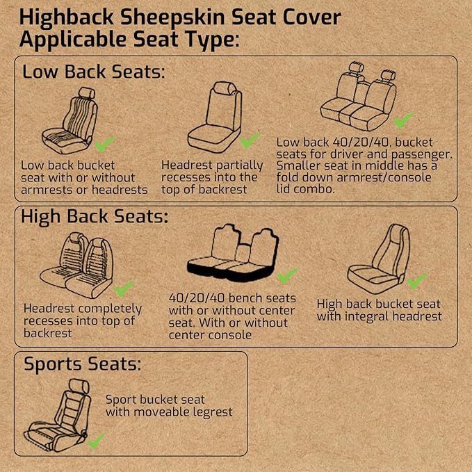 Aegis Cover Premium Australian Merino Sheepskin Car Seat Cover, Easy-Install Summer & Winter Universal Fit for SUV Truck Sedan Most Vehicles (FS-Black)