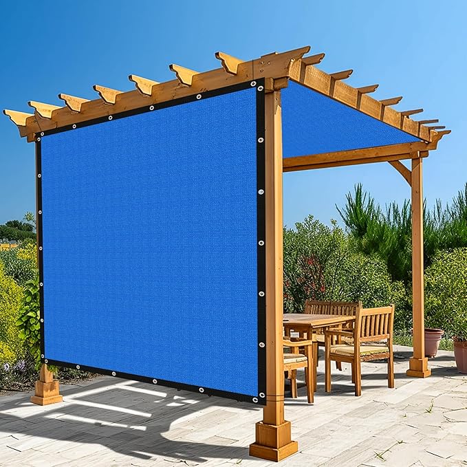 Amagenix 90% Pergola Shade Cover 8' X 14' Sun Shade Cloth with Grommets for Outdoor Garden Patio Porch, Commercial Grade 200 GSM - Cable Zip Ties Included (We Customized) GN108, Blue