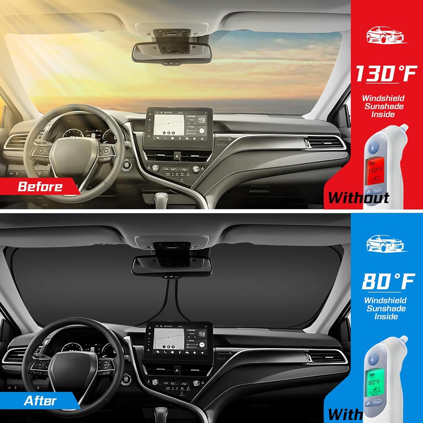 ARISMOTOR Windshield Sun Shade for Toyota Crown 2023-2025, Custom Fit Foldable Front Window Sunshade Sun Visor Protector, Block UV Rays Keep Your Car Cooler
