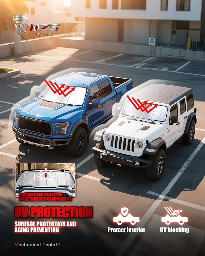 MZS Windshield Sun Shade Compatible with XC90 2016-2026, Foldable Car Front Window Sunshade with Storage Pouch, Sun Visor Shield Accessories for Interior Protector