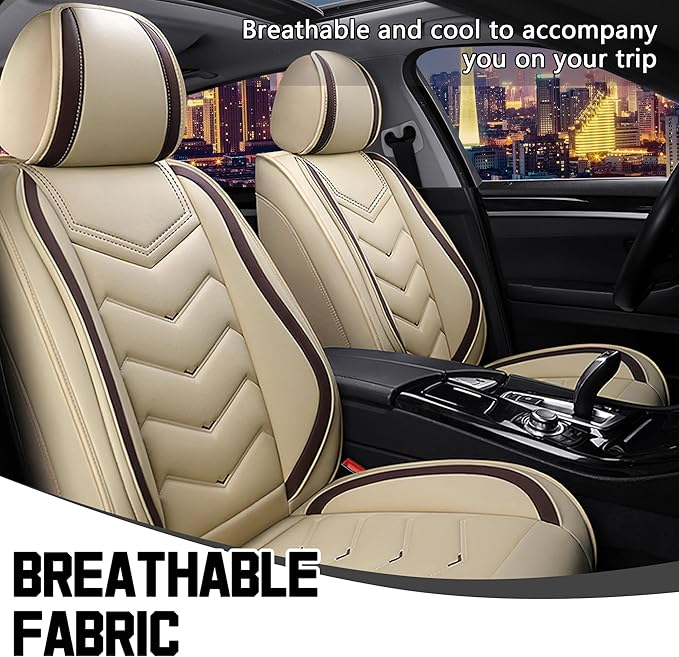 CTDS Car Seat Covers for Mazda CX-5 CX-3 CX-7 CX-9 CX-50 CX-30 CX-70 CX-90 2007-2026, Stylish Sport Seat Cover, Premium Nappa Leather Car Seat Cover.(Standard 2 Seats/Beige)