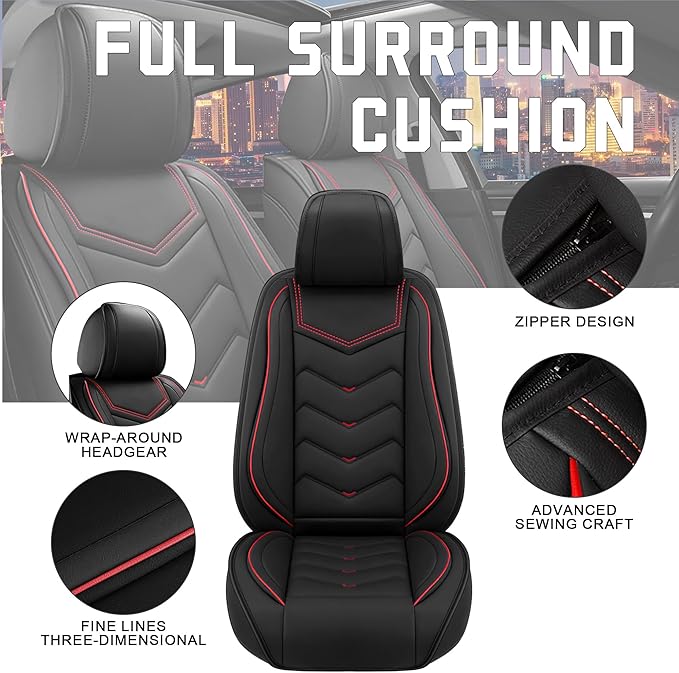 CTDS Car Seat Covers for Jeep Grand Cherokee L 2021-2026, Stylish Sport Seat Cover, Premium Nappa Leather Car Seat Cover. Automobile Seat Covers Sets.(Standard 2 Seats/Black)