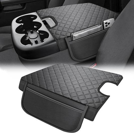 Center Console Cover Fit for 2007-2013 Silverado Tahoe Sierra Yukon Suburban Avalanche Jump Seat, Car Armrest Cushion, Middle Console Cover for Trucks, Arm Rest Pad with 2 Side Pockets