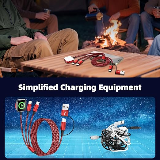 Travel Essentials 3in2 Multi Charging Cable for iPhone Watch Charger,USB A/C to Type C/IP/iWatch charger,Travel Chargers for Multiple Devices Compatible with iWatch Series&iPhone 16-12（2PACK,5FT）