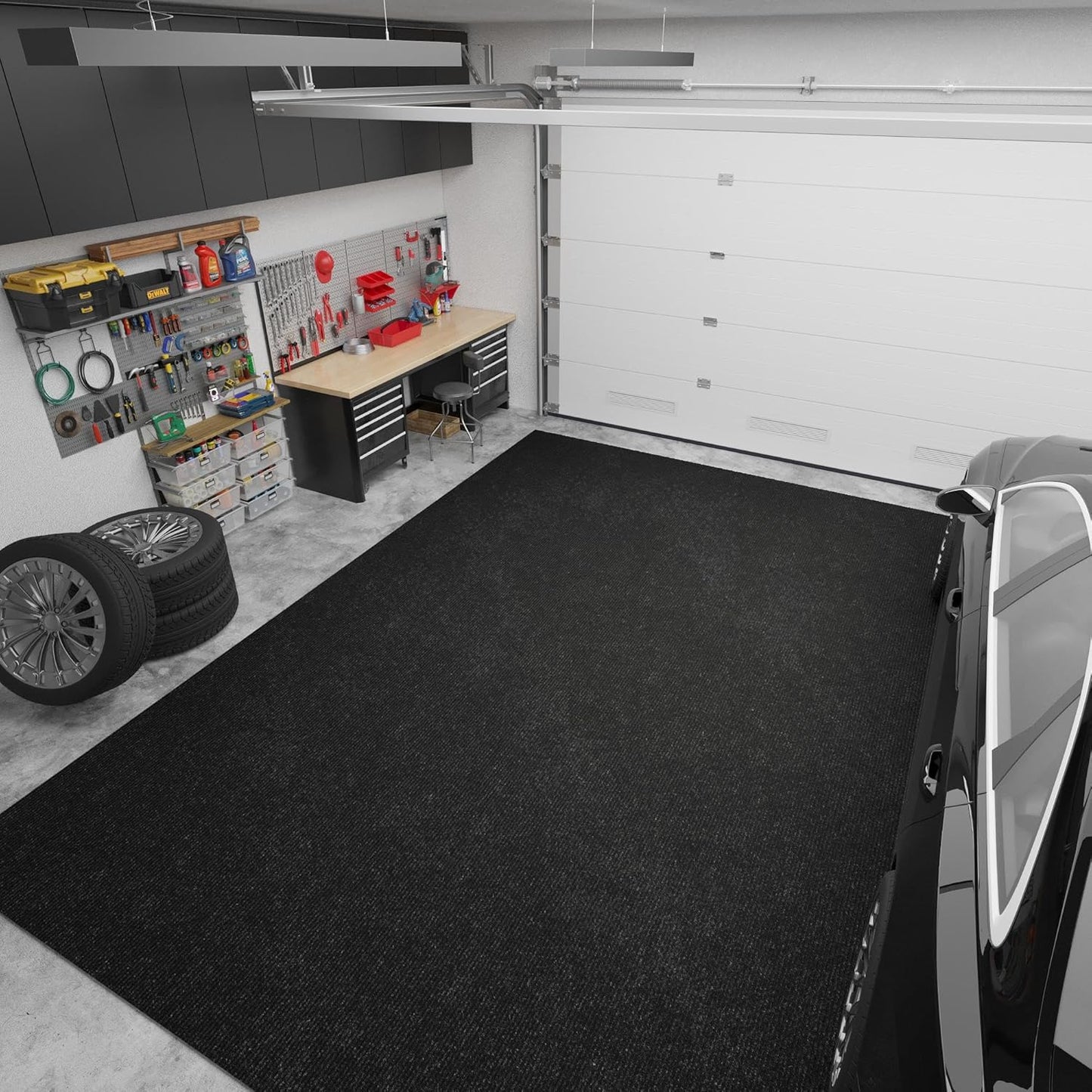 Ottomanson 6'6" x 17' Hallway Runner with Scraper Pile - Extra Durable Non-Slip Rug Mat for Indoor & Outdoor Use - Ideal for Kitchen, Entryway & Garage - High-Traffic Carpet, Black