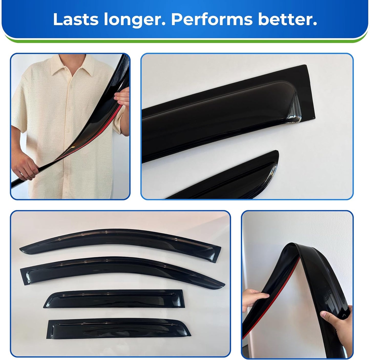 KPY Window Visor Compatible with Kia Sorento 2021-2024, 4PC Rain Guard Side Window Vent Deflectors Tape-On Style, 2021 2022 2023 2024