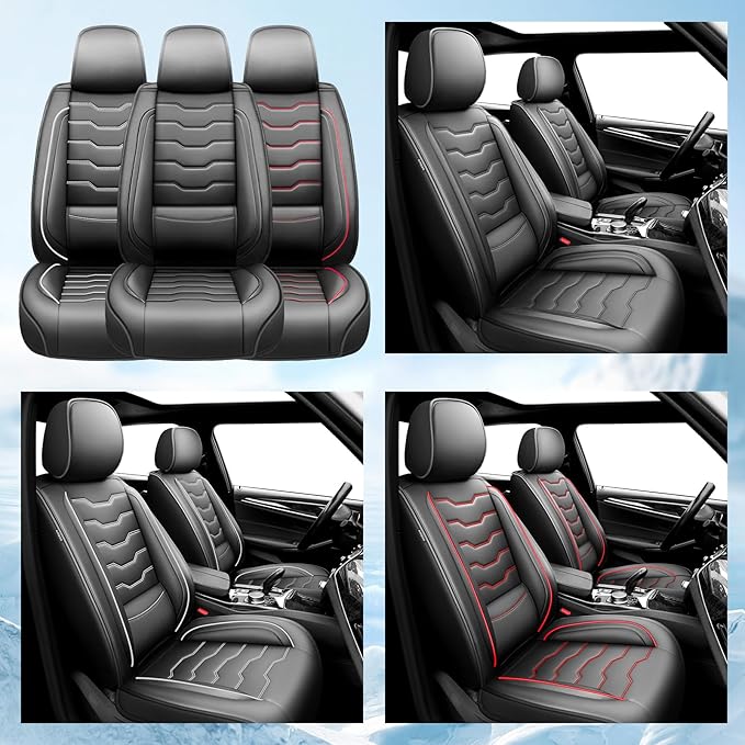 Fit FJ Cruiser Car Seat Covers Premium Leather for Toyota Fj Cruiser 2007-2013 2014. Waterproof， Breathable，Scratch-Resistant & All-Weather Seat Cushion Protector (Front Pair, Black)
