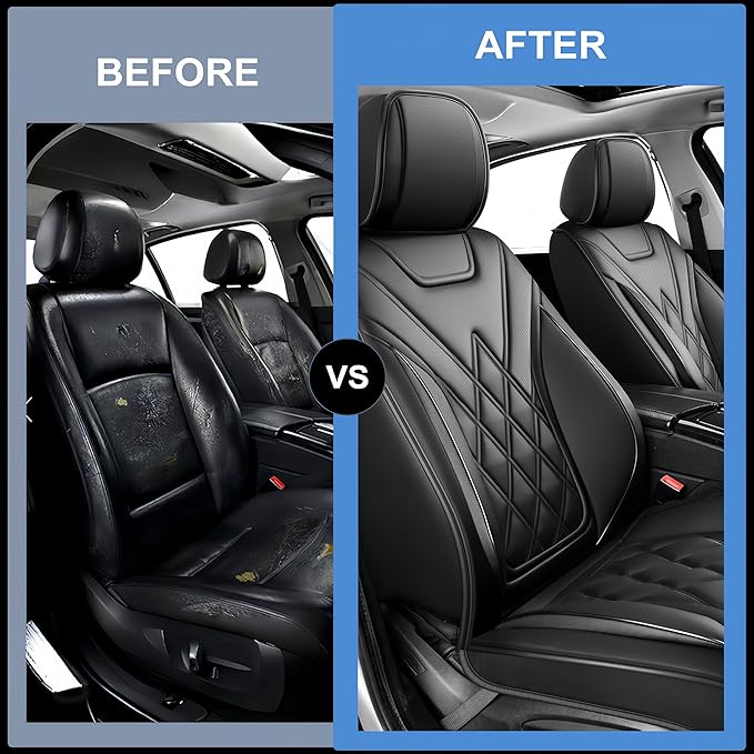 Fit RLX Car Seat Covers for Acura RLX 2013-2020 - Premium Leather, Waterproof, All-Weather, Airbag Compatible, Anti-Slip, Breathable, Easy Install, Seat Protectors, Full Set, Redline