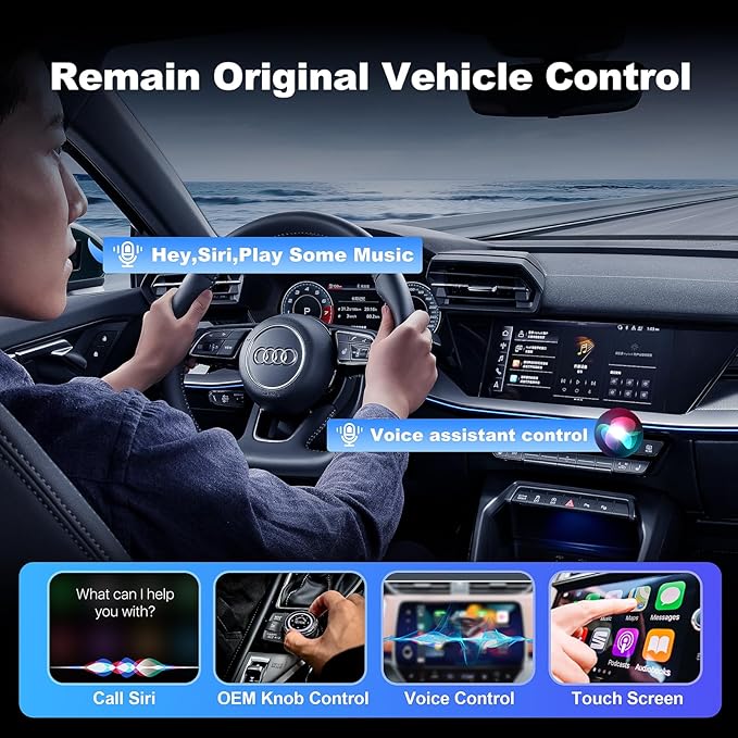 5-in-1 Android Auto Wireless Adapter and Apple CarPlay Adapter, Wireless Carplay Adapter with Netflix YouTube TF Card, Plug & Play, Easy Setup, Magic Video Ai Box for OEM Wired Apple Car Play Cars