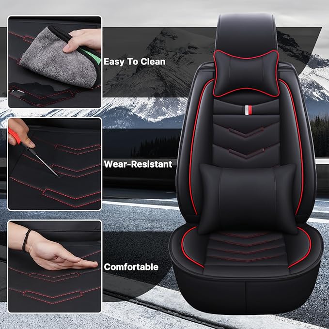 Car Seat Cover 8 Seats for Hyundai Palisade 2020-2025, Durable Wear Resistant Waterproof Sport Seat Covers, Breathable No Odor Premium Leather Vehicle Seat Covers.(Luxury,Black Red)