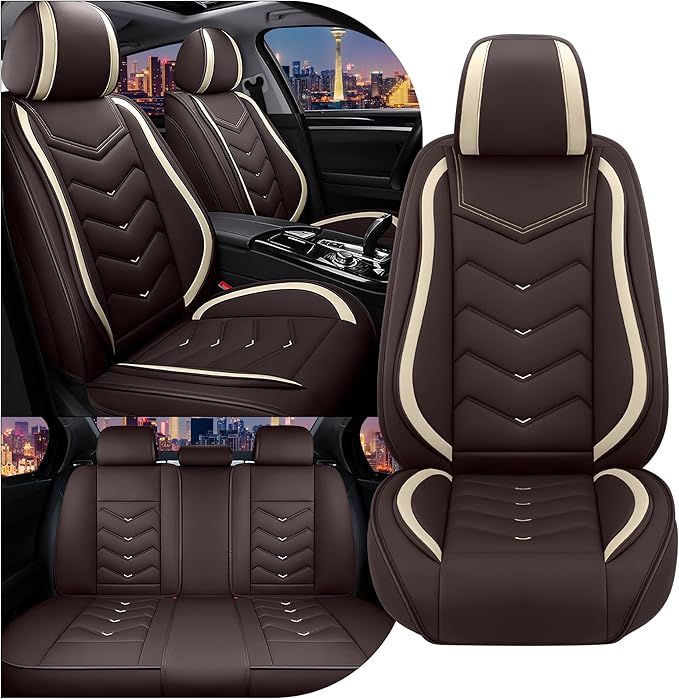 CTDS Car Seat Covers for Nissan Altima 2001-2026, Stylish Sport Seat Cover, Premium Nappa Leather Car Seat Cover. Automobile Seat Covers Sets.(Standard 5 Seats/Coffee Color)