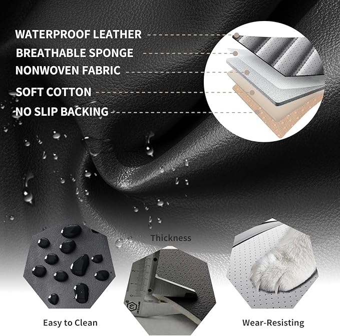 Car Seat Covers Full Set Fit for Toyota Venza 2009-2026, Premium Faux Leather Car Seat Protector,Breathable Anti-Slip Full Wrapping Edge Seat Covers(Black&Gray,Full Set)