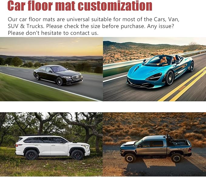 Custom Personalized Floor Mats for Cars，Luxury Full Coverage All Weather Car Floor Mats，Anti-Slip Leather Car Mat Set ，Custom Floor Mats for 99% of Cars, Trucks & SUVs (Streak Brown)