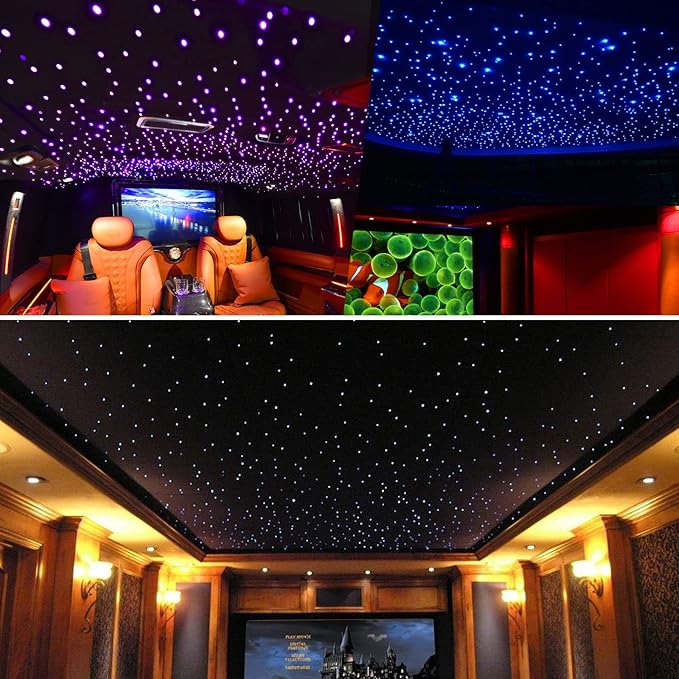 CHINLY Starlight Headliner Kit Meteor, 550pcs 9.8ft 0.03in 16W Star Lights for Car, Fiber Optic Star Ceiling Light, RGBW Bluetooth APP+Remote+Star Light Headliner Kit for Home Theater
