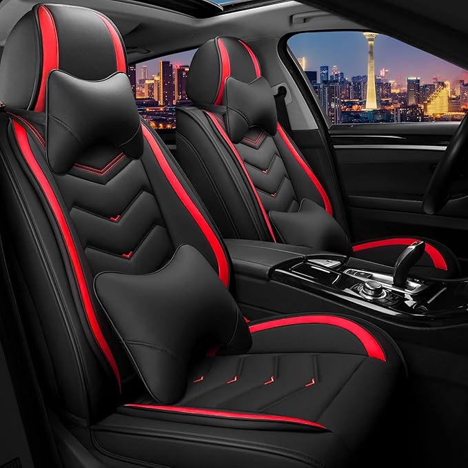 CTDS Car Seat Covers for Honda HR-V 2016-2026, Stylish Sport Seat Cover, Premium Nappa Leather Car Seat Cover. Automobile Seat Covers Sets.(Luxury 2 Seats/Black Red)