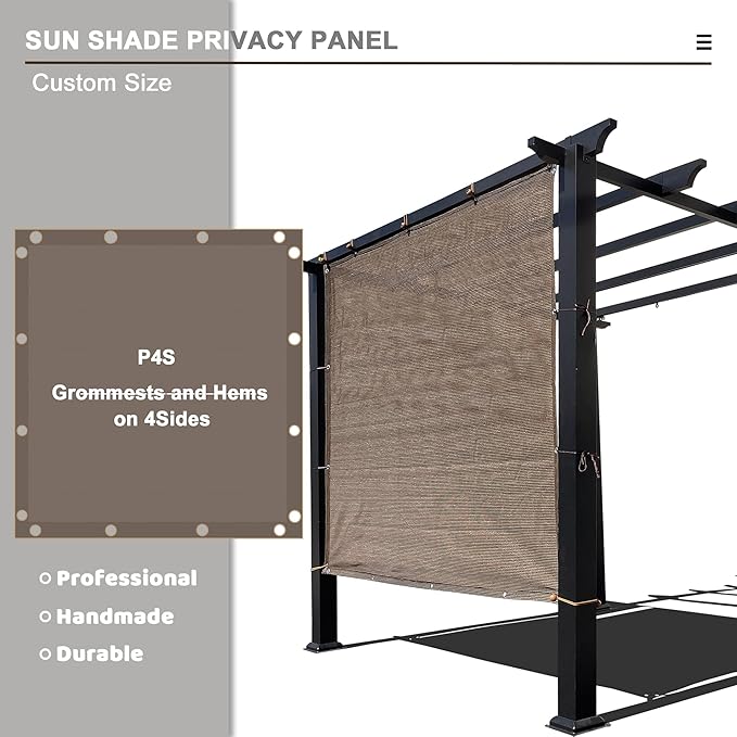 Alion Home Sun Shade Privacy Panel with Grommets and Hems on 4 Sides for Patio, Awning, Window, Pergola or Gazebo - Mocha Brown (12' W x 5' H)