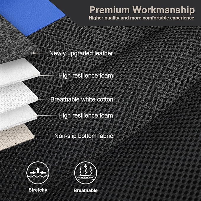 GIANT PANDA Fit Outback Forester Crosstrek Legacy Impreza Front Car Seat Cover, 3D Air Mesh Breathable Seat Protector（Black+Blue 2-Pack