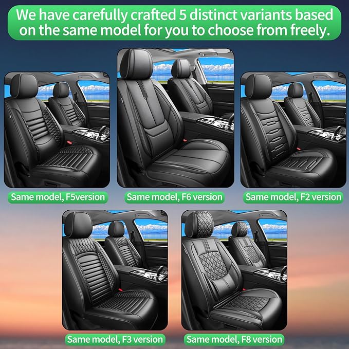 Fit Camry Car Seat Covers for Toyota Camry 2012-2024 2025 2026 -Upgraded Premium Waterproof & Breathable Leather,Airbag Compatible,All-Weather Seat Cushion Protector,Full Set,Black