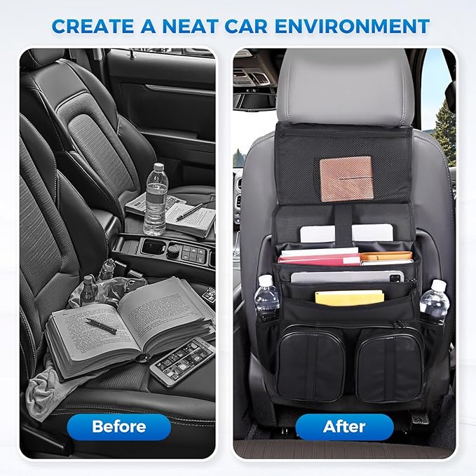 Tsumbay 2-in-1 Hanging Car Organizer & Detachable Laptop Bag, for Front Seat with Tablet Holder, 10+ Pockets, Heavy-Duty Oxford Fabric for SUV, Truck, Van, Work, Commute (Oxford-1Pck)