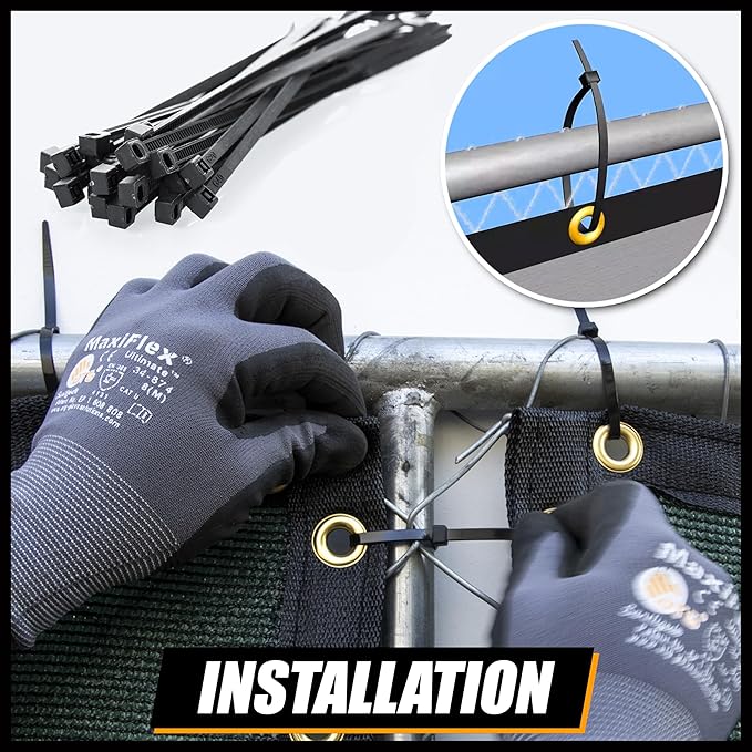 Royal Shade Custom Size 6' x 73' Black Fence Privacy Screen Windscreen Cover Netting Mesh Fabric Cloth - Cable Zip Ties Included (We Make Custom Size)