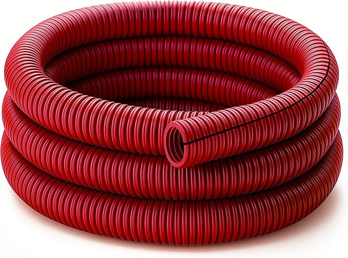 Electriduct Split Wire Loom Tubing Polyethylene Corrugated Flexible Conduit - 1" Nominal Size - 100 Feet - Red