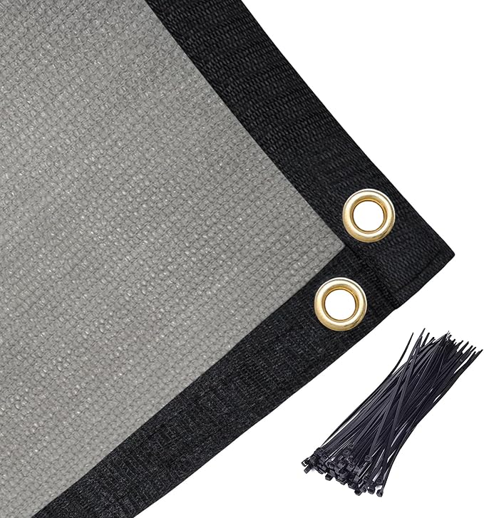 Amagenix 90% Shade Fabric 11'X 13' Gray Sun Shade Cloth with Grommets for Pergola Replacement Shade Cover Canopy, Heavy Duty, Cable Zip Ties Included (We Customized)