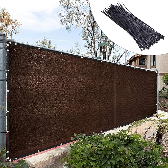 Royal Shade Custom Size 5' x 147' Brown Fence Privacy Screen Windscreen Cover Netting Mesh Fabric Cloth - Cable Zip Ties Included (We Make Custom Size)