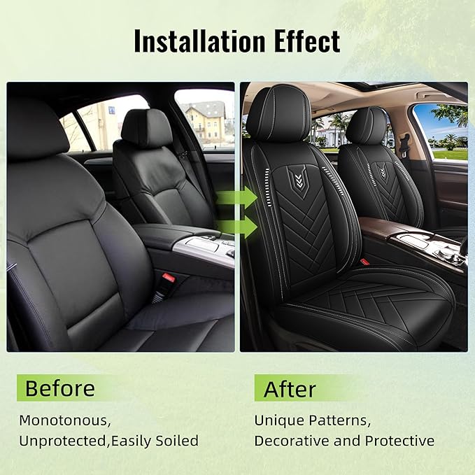 AOMSAZTO Car Seat Cover for Chevrolet Chevy Blazer 2019-2025 2026 Front Set, Leather Car Seat Protector Waterproof, Non Slip Car Seat Cushion, Interior Seat Covers Automotive Accessories - Black