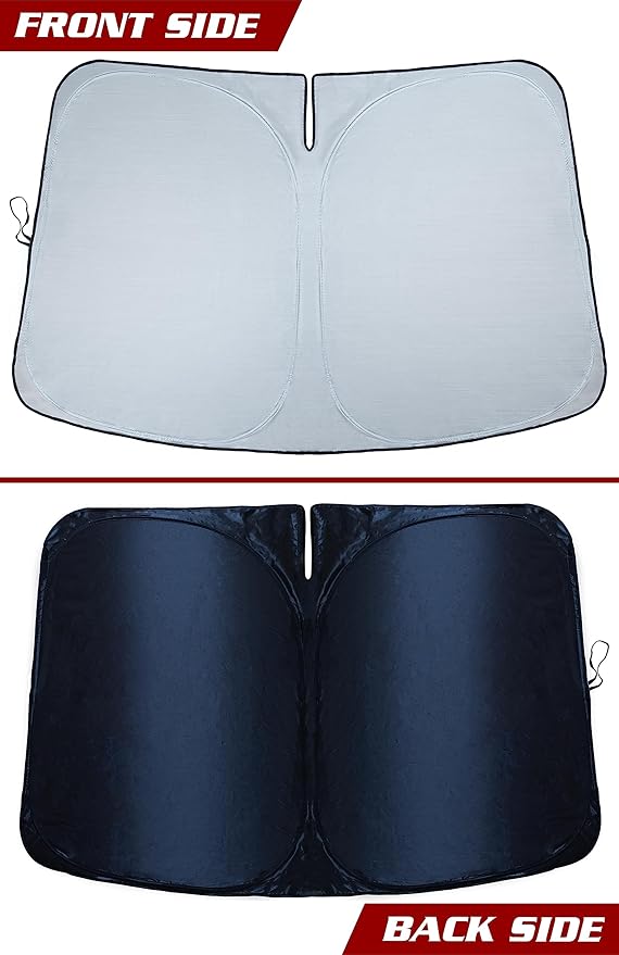 Magnelex Tesla Windshield Sunshade for Model S 2012-2026 - Reflective 240T Material Car Sun Visor with Mirror Cut-Out. Tesla Model S Sunshade | Foldable Sun Shade for Sun Heat and UV Protection