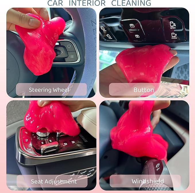 2-Pack Car Cleaning Gels Car Interior Cleaner Putty Slime Auto Detailing Tools Universal Dust Removal Cleaning Kit for Car Accessories Vents 3C Office Scented Red