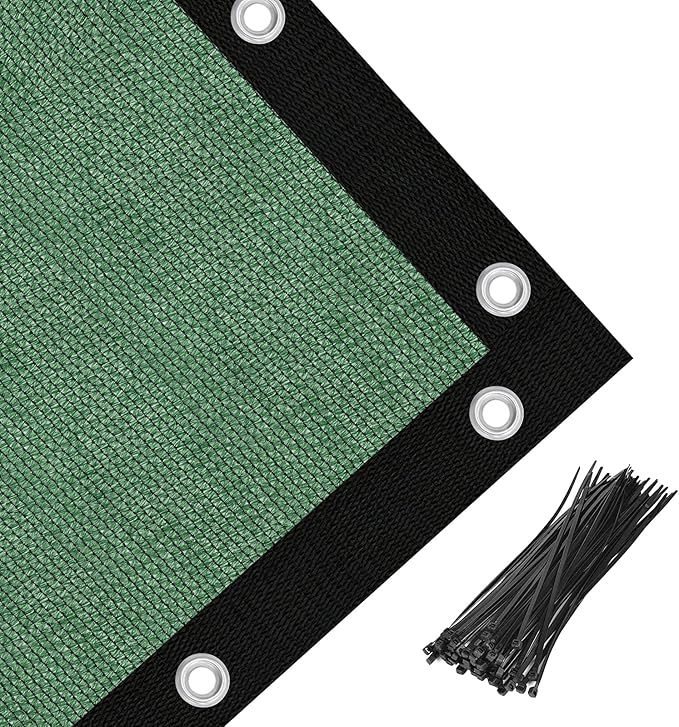 Amagenix 90% Pergola Shade Cover 7' X 18' Sun Shade Cloth with Grommets for Outdoor Garden Patio Porch, Commercial Grade 200 GSM - Cable Zip Ties Included (We Customized) GN108, Green