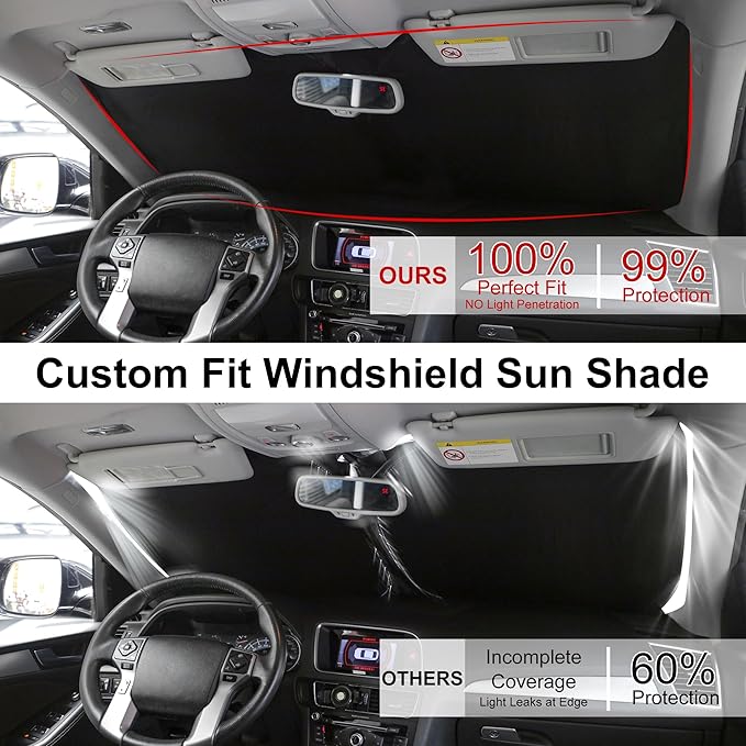 Windshield Sun Shade Compatible with 2022 2023 2024 2025 2026 Ford Maverick Hybrid XL XLT Lariat Truck Accessories Protect Car from Sun Rays & Heat Damage