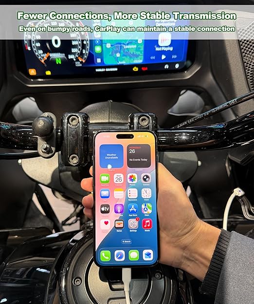 2-in-1 CarPlay Jumper Cable for Motorcycle, CarPlay Bluetooth Headset Bypass Adapter, Enable Mirroring on Harley/Indian/Goldwing Without Headset, USB-C to USB-C Support Charging,Black