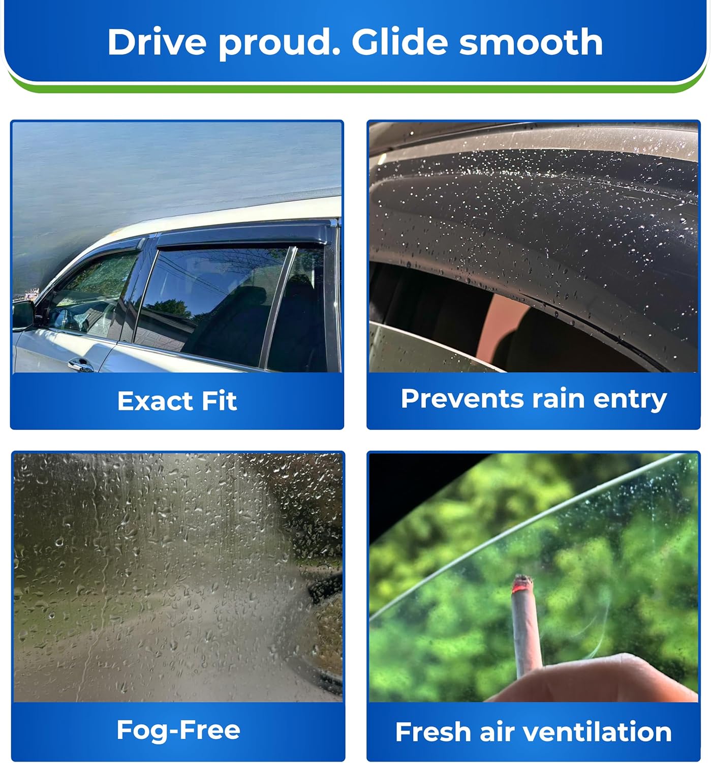 KPY Window Visor Compatible with Nissan Sentra 2007-2012, 4PC Rain Guard Side Window Vent Deflectors Tape-On Style, 2007 2008 2009 2010 2011 2012