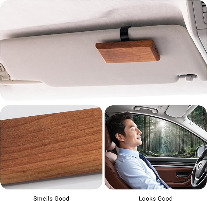 Yuoyar Wood Car Scents Air Freshener Visor Clips Diffuser Odors Eliminator (Banana-scented)