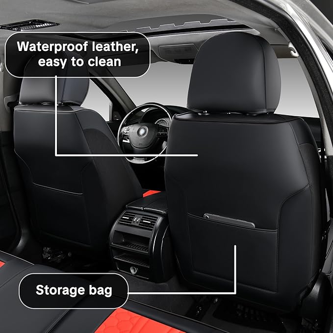 Red Car Seat Covers for Ford Bronco Sport 2021-2025 Car Seat Cover, Premium Leather, 5 Seats Full Set, Waterproof, with Lumbar Support, Protect and Upgrade Seats