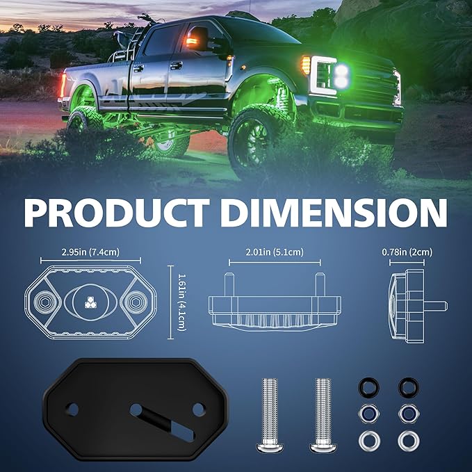 4WDKING Red LED Rock Lights, 2 Pods IP68 Waterproof Underbody Glow Trail Rig Lamp LED Neon Lights for Truck Off Road Truck Car Boat ATV SUV Motorcycle