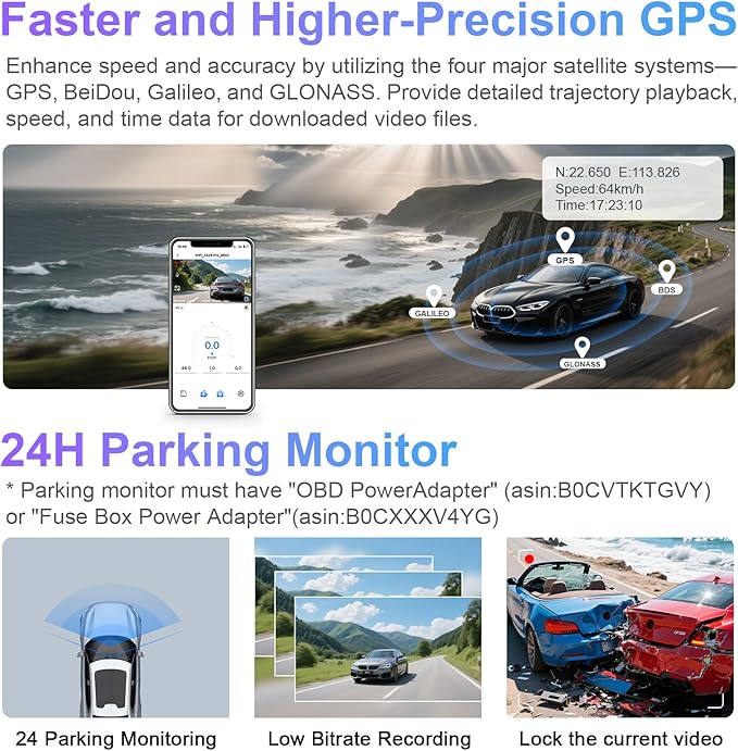 Mangoal STARVIS 2 Front 4K HDR Dash Cam IMX678, Fit for Ford Bronco 2025 2026(Model B), 5GHz WiFi, GPS, Support 512GB Max(Additional Purchases)