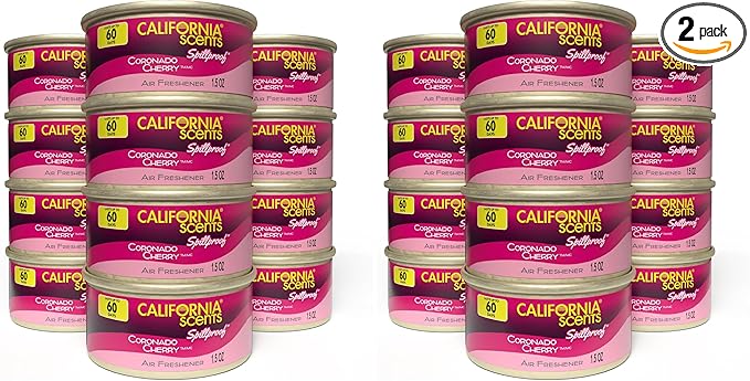 Can Air Freshener and Odor Neutralizer by California Scents, Set of 12 Spillproof Cans for Home and Car, Coronado Cherry, 1.5 Oz Each (Pack of 12)